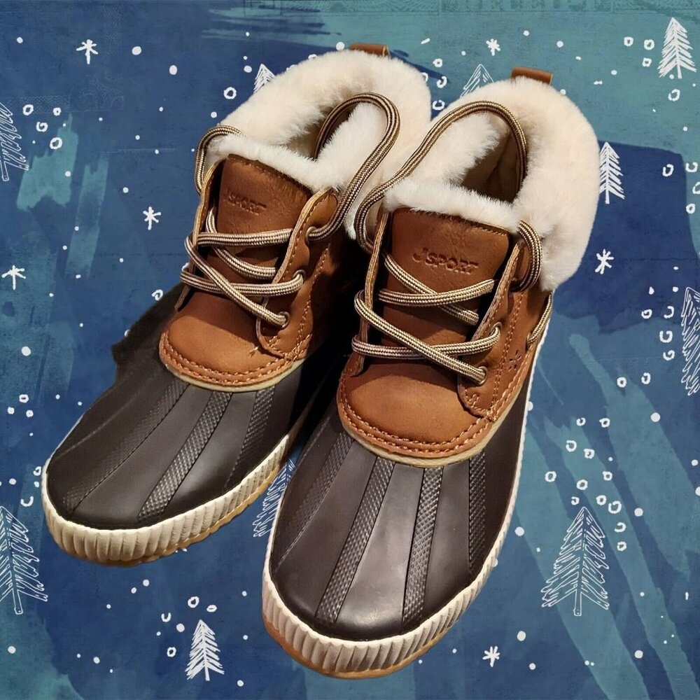 Jsport Mary Women's Size 7 Waterproof Faux Fur Duck Boot, Brown